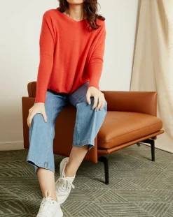 Pull poncho 100% Cachemire Axelle Col V corail