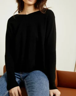 Pull poncho 100% Cachemire Axelle Col V noir