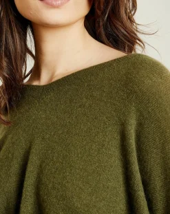 Pull poncho 100% Cachemire Axelle Col V kaki