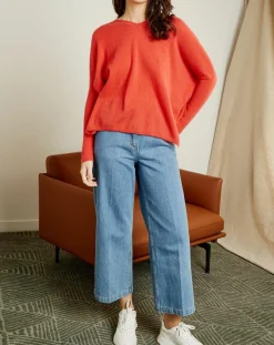 Pull poncho 100% Cachemire col V Chloé à bande cocktail/bleu marine