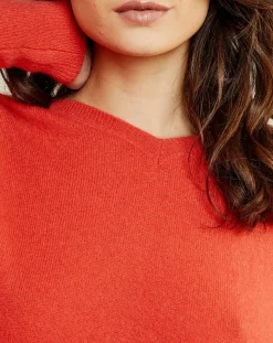 Pull poncho 100% Cachemire col V Chloé à bande cocktail/bleu marine