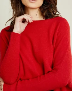 Pull poncho 100% Cachemire Elisabeth Col rond sangria