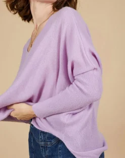 Pull poncho 100% Cachemire Emma col V glycine