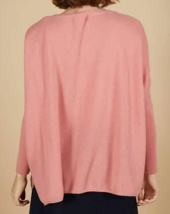 Pull poncho 100% Cachemire Emma col V bois de rose