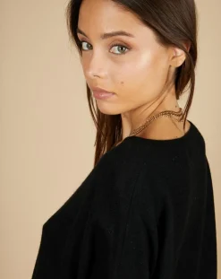 Pull poncho 100% Cachemire Emma col V noir