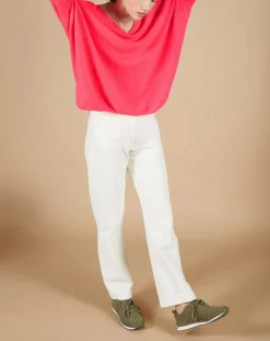 Pull poncho 100% Cachemire Emma col V rose fluo