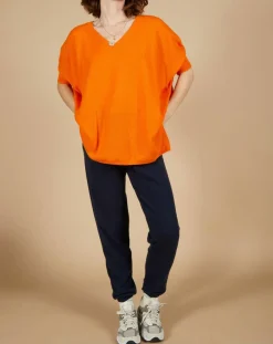 Pull poncho 100% Cachemire Kelly col V manches courtes mangue