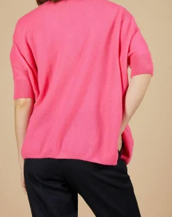 Pull poncho 100% Cachemire Kelly col V manches courtes tulipe