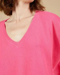 Pull poncho 100% Cachemire Kelly col V manches courtes tulipe