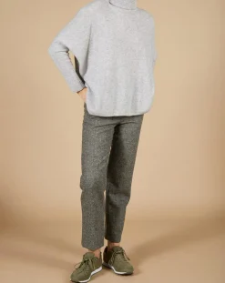 Pull poncho 100% Cachemire Lola col roulé gris chiné clair