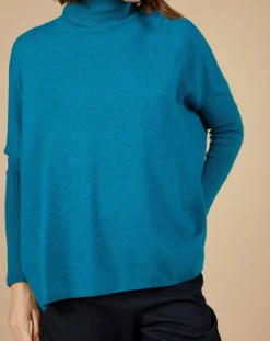 Pull poncho 100% Cachemire Lola col roulé agami