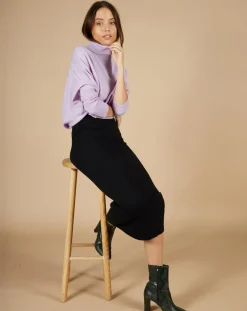 Pull poncho 100% Cachemire Lola col roulé lilas