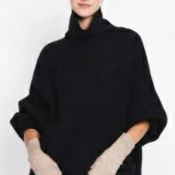 Pull poncho col roulé noir