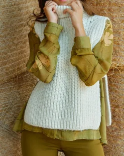 Pull poncho en Alpaga mélangé Billie écru