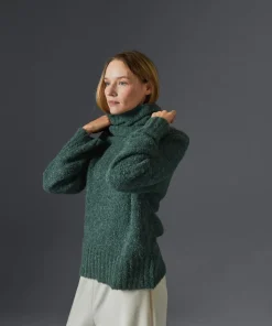 Pull Poppy en Laine mélangée col roulé amovible vert de gris