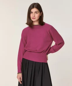 Pull Rhiana 100% laine col bicolore rose fuchsia