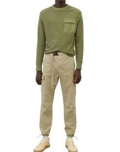 Pull Rond Raglan Poche Poitrine kaki