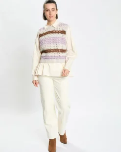 Pull sans manches 100% Laine Tricot multicolore