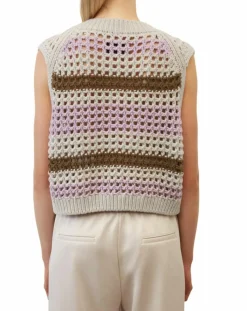 Pull sans manches 100% Laine Tricot multicolore