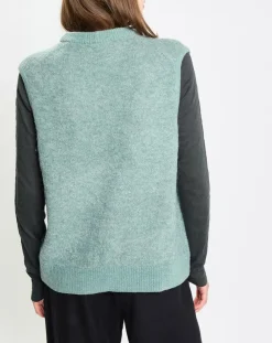 Pull sans manches en Laine & Alpaga mélangés vert