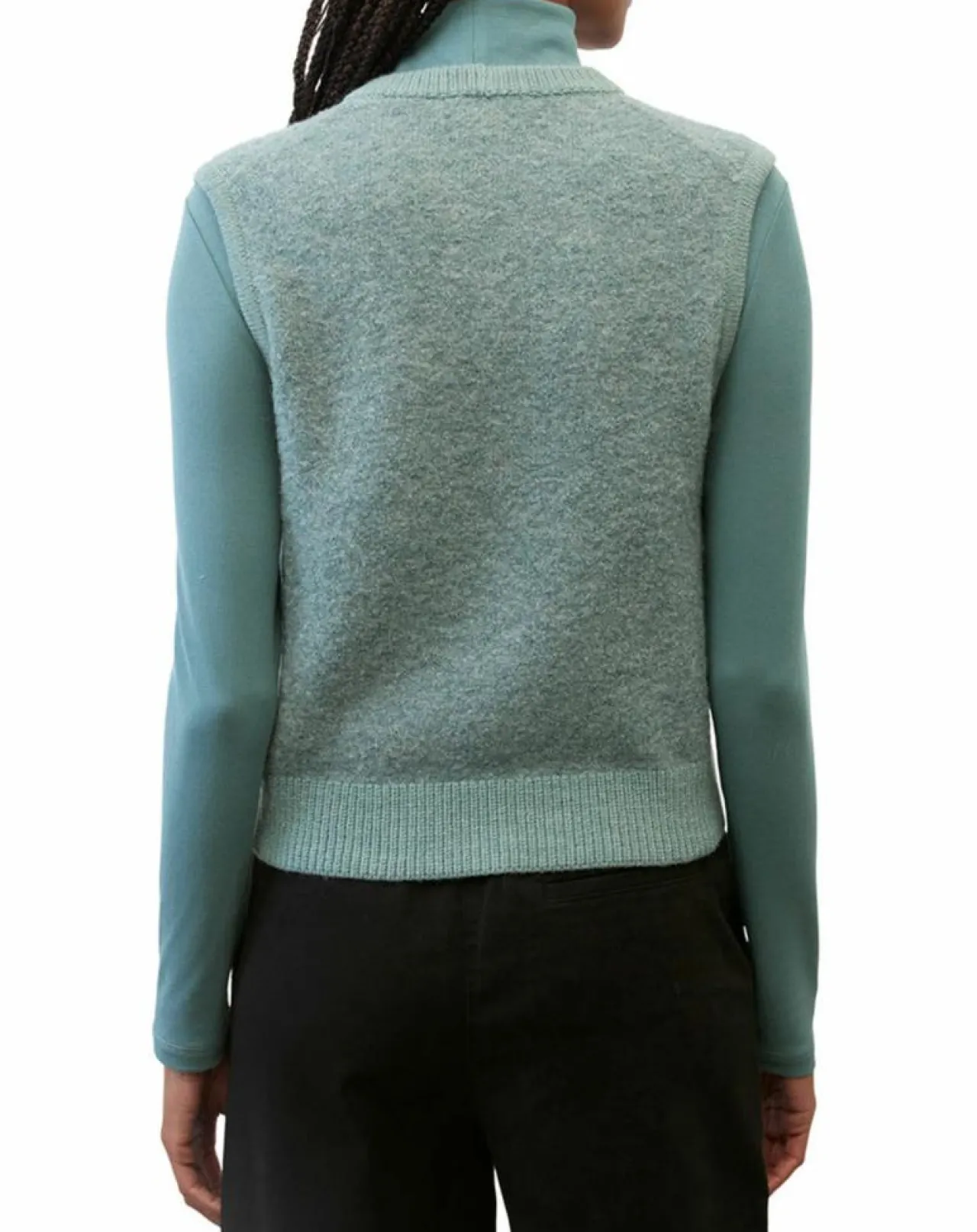 Pull sans manches en Laine & Alpaga mélangés vert