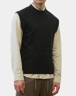 Pull sans manches en Laine & Coton noir