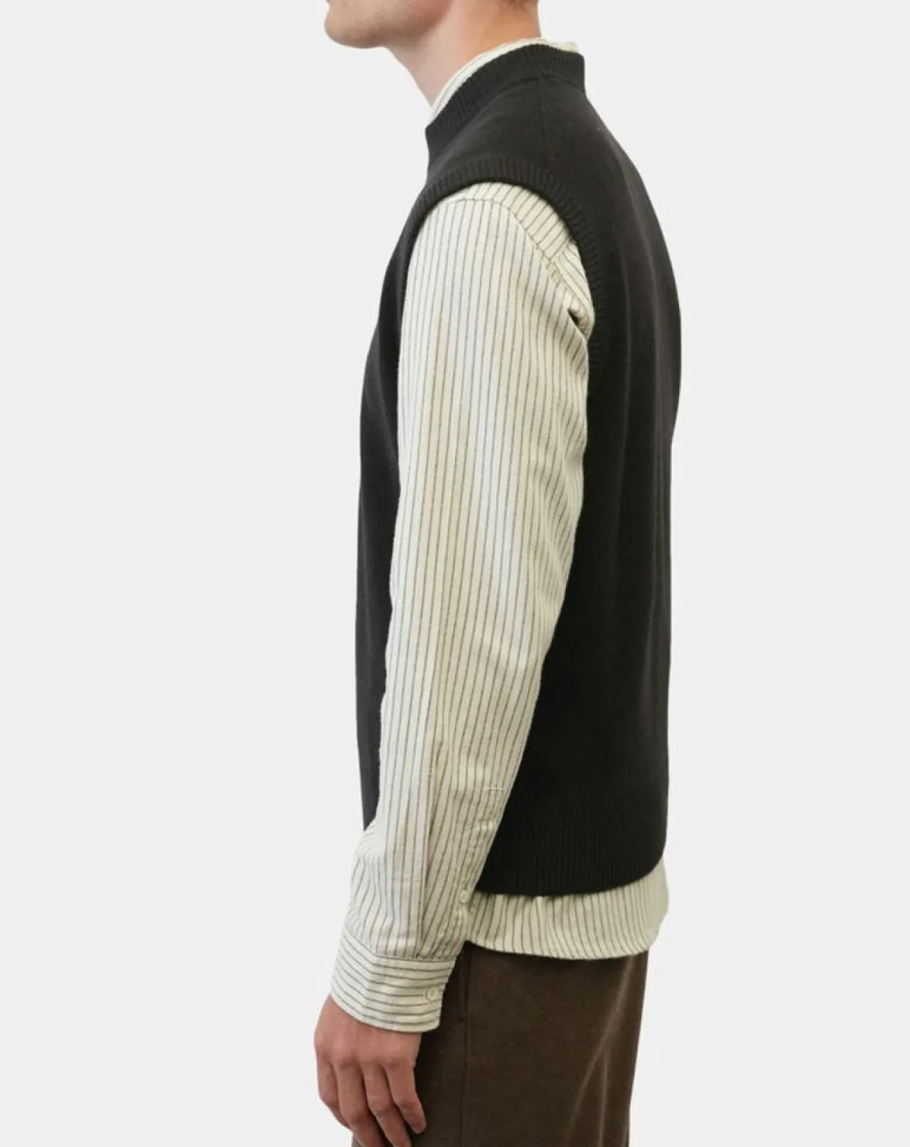 Pull sans manches en Laine & Coton noir