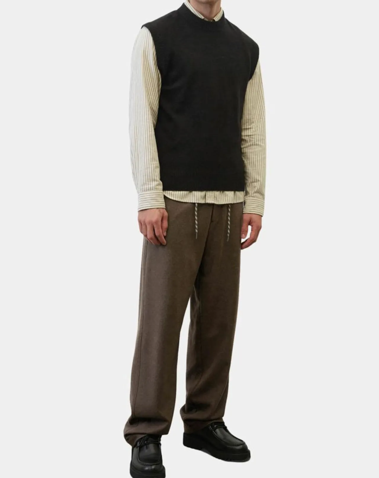 Pull sans manches en Laine & Coton noir