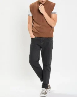 Pull sans manches en Laine & Coton marron