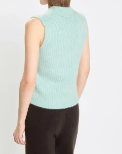 Pull sans manches en Laine & Alpaga mélangés bleu clair