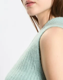 Pull sans manches en Laine & Alpaga mélangés bleu clair