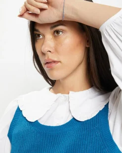 Pull sans manches en Maille mélangée Fido bleu moyen