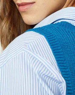 Pull sans manches en Maille mélangée Fido bleu moyen