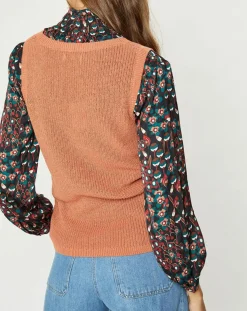 Pull sans manches en Maille mélangée Fido rouille