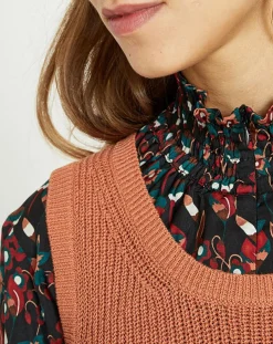 Pull sans manches en Maille mélangée Fido rouille