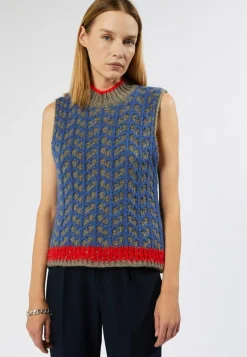 Pull Suzette en Alpaga mélangé sans manches colore bleu outremer