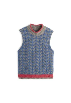 Pull Suzette en Alpaga mélangé sans manches colore bleu outremer