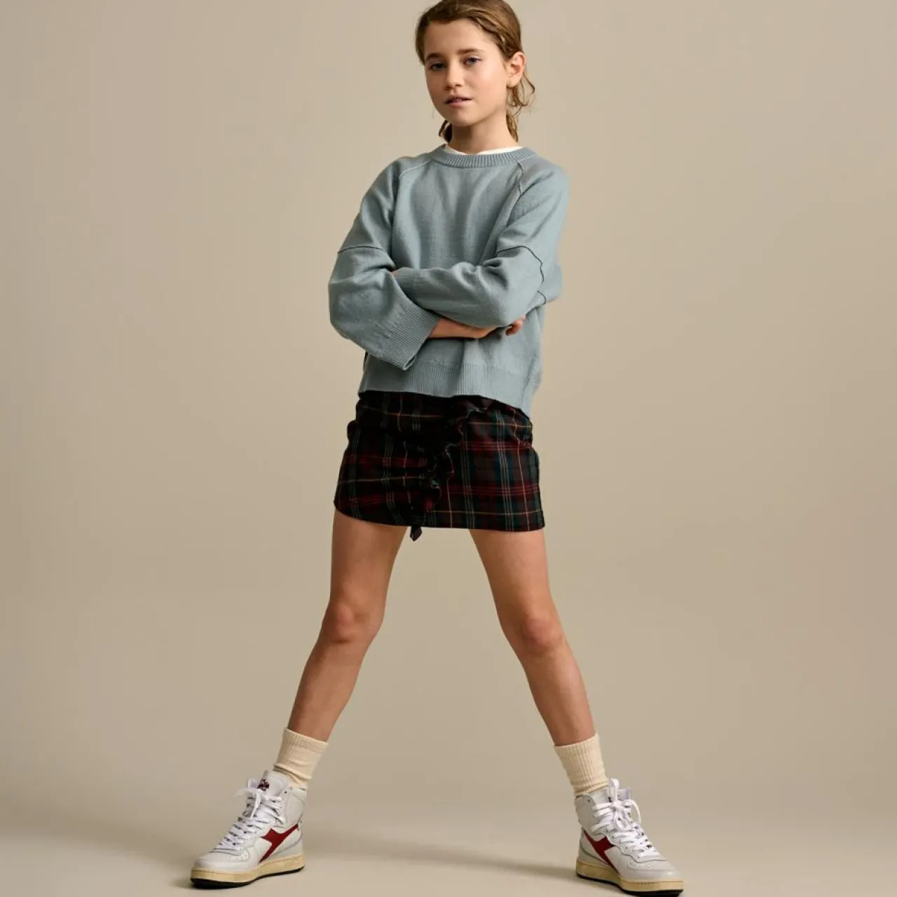 Pull sweat en Coton & Laine mélangés Goumca bleu clair