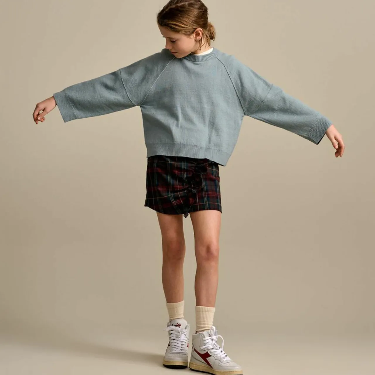 Pull sweat en Coton & Laine mélangés Goumca bleu clair