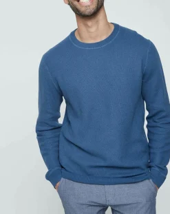 Pull Textured bleu moyen