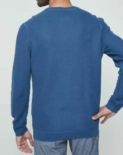 Pull Textured bleu moyen