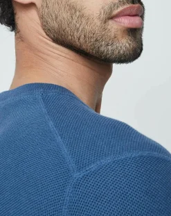 Pull Textured bleu moyen