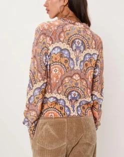 Pull Torsade imprimé violet/multicolore