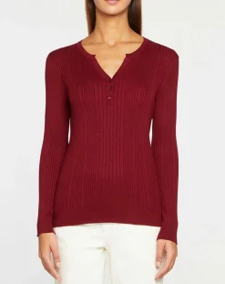 Pull tunisien en Maille côtelée Fya bordeaux