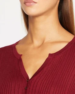 Pull tunisien en Maille côtelée Fya bordeaux
