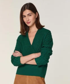Pull Valentine 100% Laine Cache-Cœur vert anglais