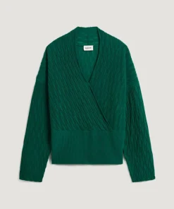Pull Valentine 100% Laine Cache-Cœur vert anglais
