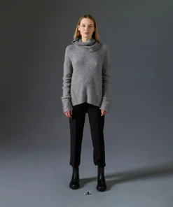 Pull Valériane col amovible gris moyen