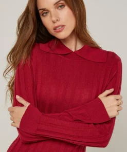 Pull Virginie en Laine mélangée rouge grenat
