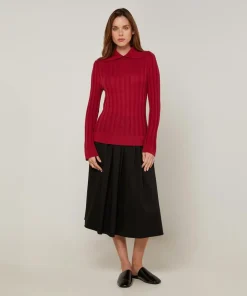 Pull Virginie en Laine mélangée rouge grenat